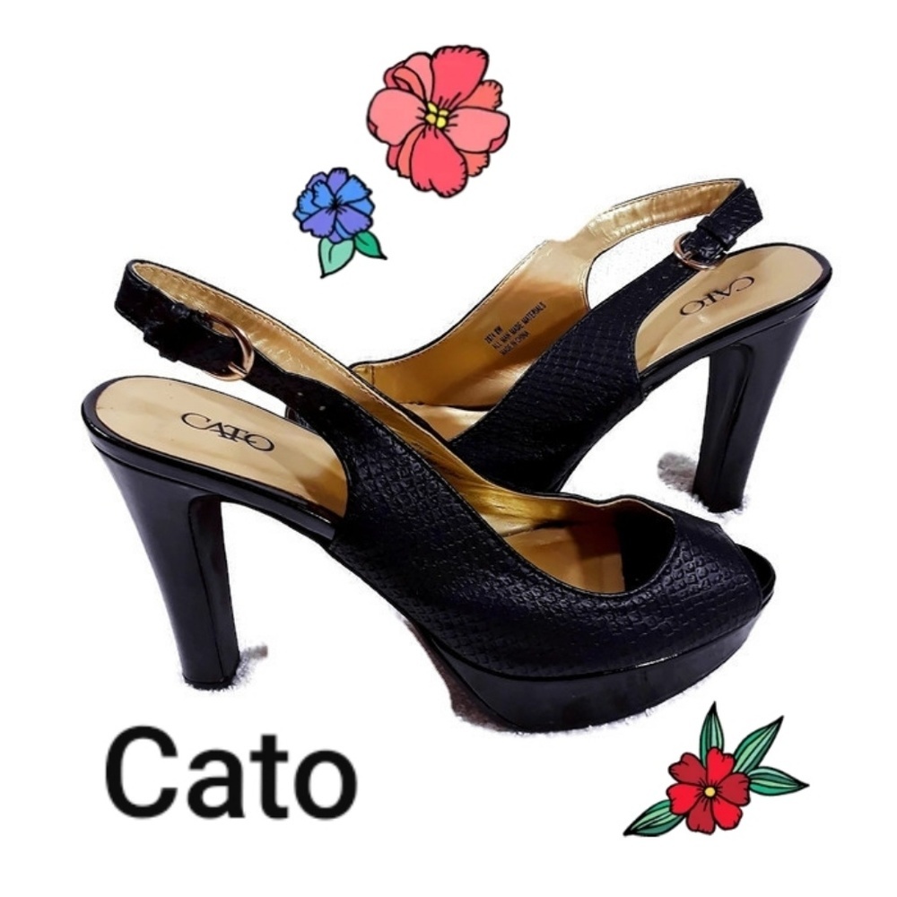 Cato Black Heels Size 8W